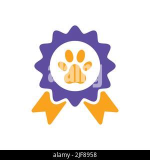 Pets award rosette vector icon. Pet animal sign. Graph symbol for pet and veterinary web site and apps design, logo, app, UI Stock Vector