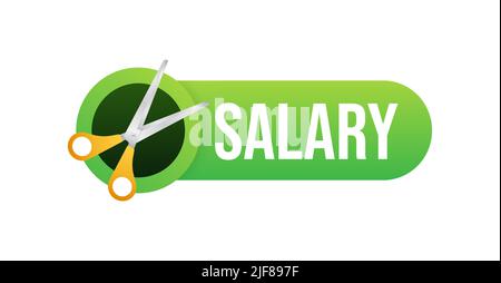 Salary cut green image. Business concept. Business icon. Flat design. Stock Vector