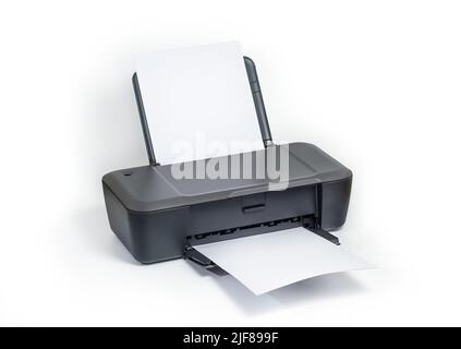 Grey InkJet printer isolated on white background with clipping path included Stock Photo