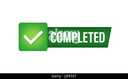 Completed tick, Checkmark stamp, sticker. Vector stock illustration. Stock Vector