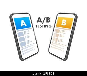AB testing, split test. Bug Fixing, User Feedback. Homepage landing page template. Vector stock illustration. Stock Vector