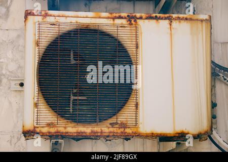 Old rusty air conditioner unit Stock Photo