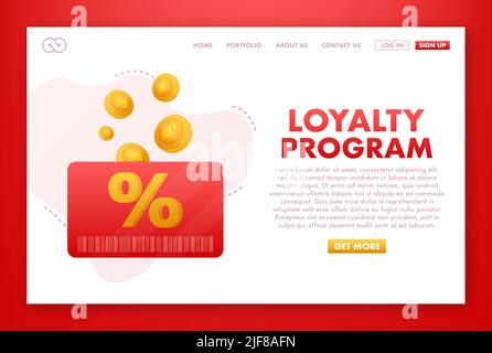 Loyalty program in flat style. Discount coupon. coupon reward. Discount, loyalty program, promotion. Stock Vector