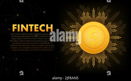 Financial technology, Fintech. Online banking and Business. Vector stock illustration. Stock Vector