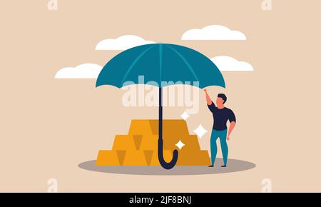 Insurance and cover money with risk and savings weather. Business invest and protection retirement vector illustration. Safety and security with umbre Stock Vector