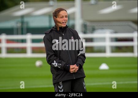 Bristol, England 15 August 2021. Bristol Manager Lauren Smith during the Pre Season Friendly match between Bristol City Women and Lewes Women. Stock Photo