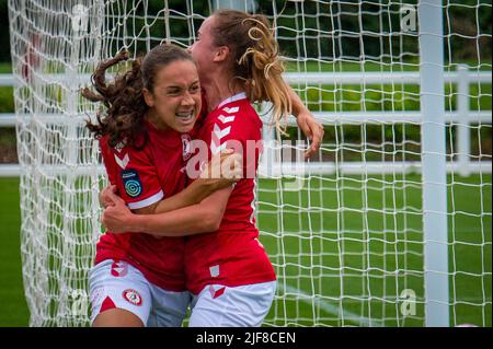 Bristol, England 15 August 2021. Bristol City's Brooke Aspin celebrates after scoring in the Pre Season friendly against Lewes. Stock Photo