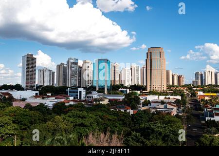Ribeirao Preto, Sao Paulo, Brazil - 27th December, 2021 - Partial aerial view of Alto da Boa Vista neighborhood and buildings on Avenida Joao Fiuza. Stock Photo