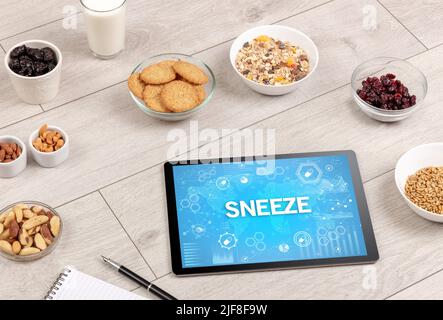 Healthy Tablet Pc compostion, immune system boost concept Stock Photo