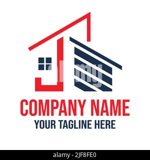 Home logo design letter J is designed to be a symbol or Icon of the house Stock Vector