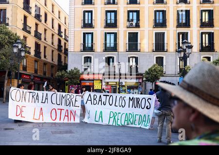 Madrid, Krakow, Spain. 29th June, 2022. Anti NATO Summit protest was held in Madrid, Spain on June 29, 2022. (Credit Image: © Beata Zawrzel/ZUMA Press Wire) Stock Photo