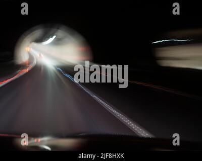 AJAXNETPHOTO. 2018. M23 MOTORWAY, ENGLAND. - LONELINESS OF THE LONG DISTANCE NIGHT DRIVER - DRIVING THROUGH THE NIGHT. PHOTO:JONATHAN EASTLAND/AJAXREF:GXR180303 7308 Stock Photo