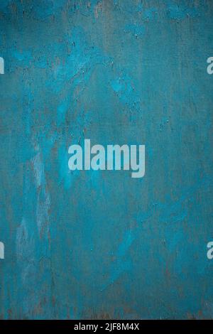 Old weathered wood texture, painted turquoise color Stock Photo