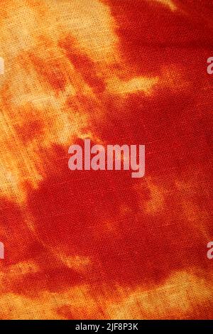 Yellow red textile design made with chlorine close up modern background high quality big size prints Stock Photo