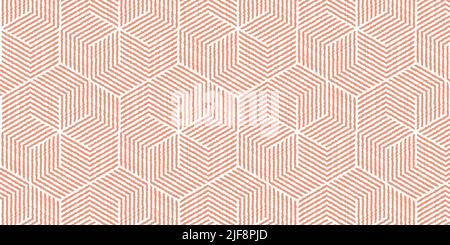 Abstract geometric pattern with wavy stripes lines. Seamless orange polygon shape and white background Stock Vector