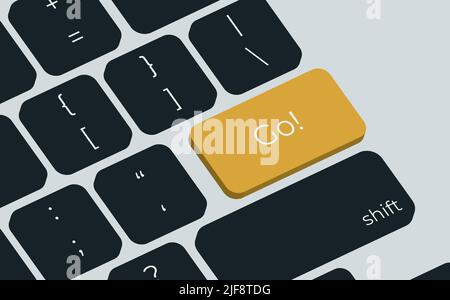 GO button in yellow on a computer keyboard Stock Vector