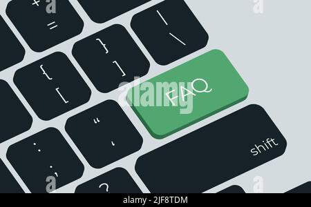 Computer keyboard key with key FAQ. Keyboard keys icon button Stock Vector