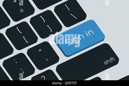 Sign in button on keyboard keys vector Stock Vector