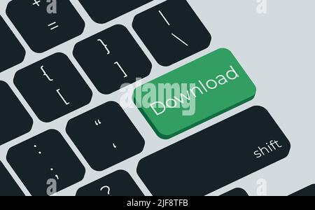 Vector illustration of DOWNLOAD key on keyboard Stock Vector