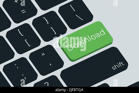 Download button on keyboard keys vector. Simple style Stock Vector