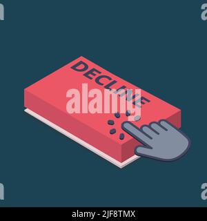 Computer keyboard key with key decline. Keyboard keys icon button Stock Vector