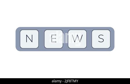 Computer keyboard key with key news. Keyboard keys icon button Stock Vector