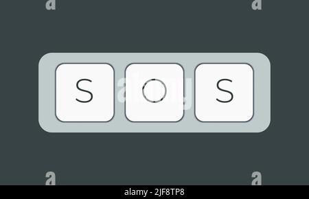 Computer keyboard key with key sos. Keyboard keys icon button Stock Vector