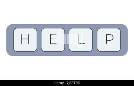 Computer keyboard key with key help. Keyboard keys icon button Stock Vector