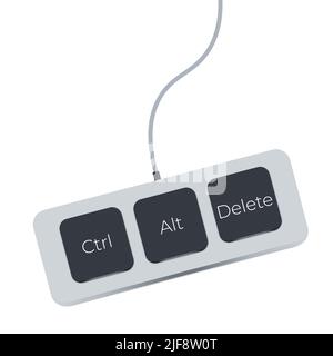 Ctrl, Alt and Del on white background. flat style. keyboard shortcut icon for your web site design, logo, app, UI. three button for fix computer Stock Vector