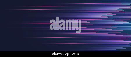 Multicolored light trails abstract. Motion blur effect, separated lines on dark violet background Stock Vector