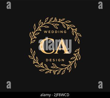 CA Initials letter Wedding monogram logos collection, hand drawn modern minimalistic and floral templates for Invitation cards, Save the Date, elegant Stock Vector