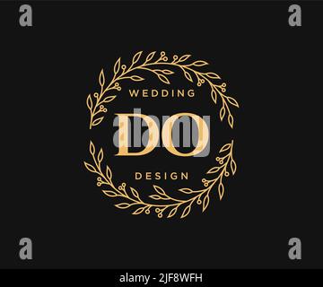 DO Initials letter Wedding monogram logos collection, hand drawn modern minimalistic and floral templates for Invitation cards, Save the Date, elegant Stock Vector