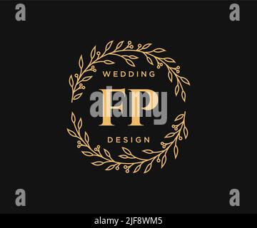 FP Initials letter Wedding monogram logos collection, hand drawn modern minimalistic and floral templates for Invitation cards, Save the Date, elegant Stock Vector