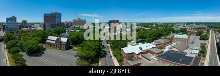 Aerial view of Rutgers University state public school campus in New Brunswick New Jersey, College Avenue Campus, Education Graduate school, Hegement H Stock Photo