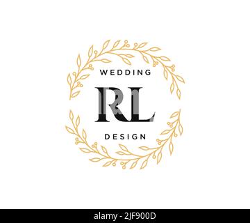 RL Initials letter Wedding monogram logos collection, hand drawn modern minimalistic and floral templates for Invitation cards, Save the Date, elegant Stock Vector