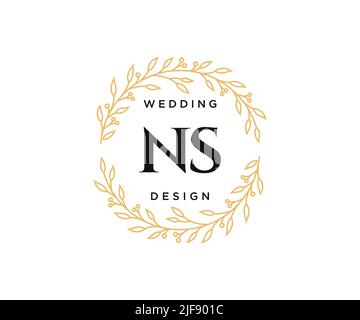 NS Initials letter Wedding monogram logos collection, hand drawn modern minimalistic and floral templates for Invitation cards, Save the Date, elegant Stock Vector