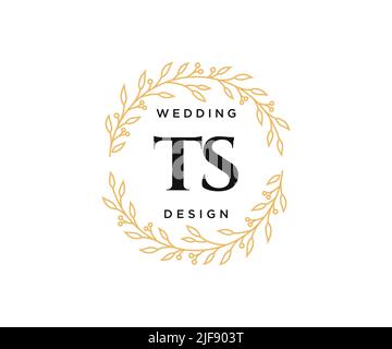 TS Initials letter Wedding monogram logos collection, hand drawn modern minimalistic and floral templates for Invitation cards, Save the Date, elegant Stock Vector