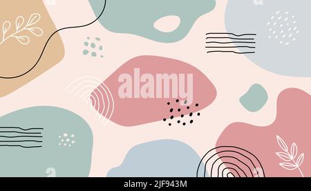 Wallpaper background with abstract shapes, hand drawn in pastel colors. Eps10 vector. Stock Vector