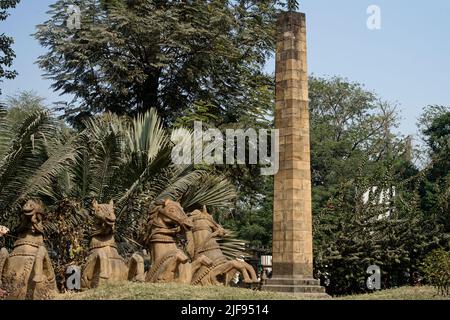 01 07 2018 Stone Zero Milestone,monument built by British during the Great Trigonometrical Survey of India in 1907 in Nagpur, Maharashtra.India Stock Photo