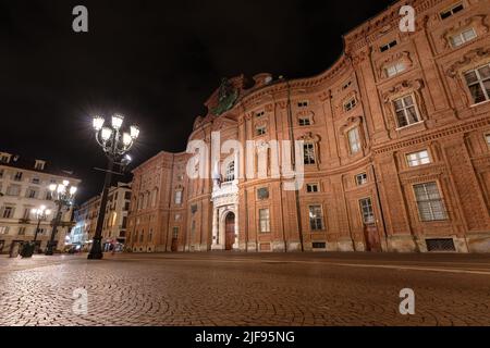 Turin, Italy. June 15, 2022. Exterior of Baroque Palazzo Carignano Stock Photo