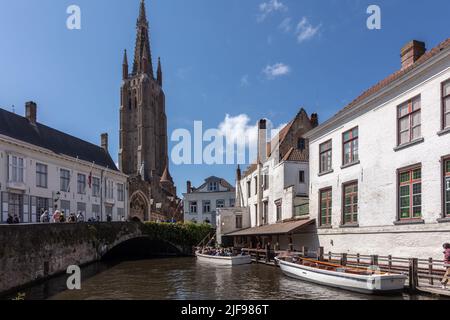 Church Our Lady of Bruges, a gothic church with a sculpture by Michelangelo. Belgium. Stock Photo