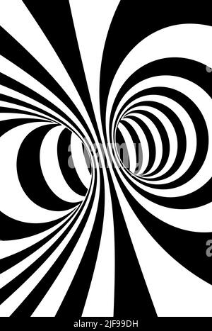 Black and white lines optical illusion abstract background Stock Vector