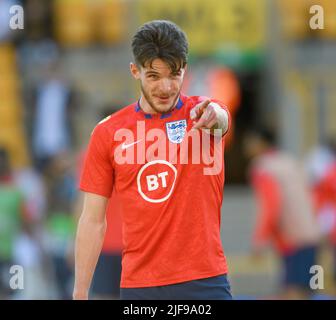 England v Hungary - UEFA Nations League. 14/6/22. Declan Rice during the Nations League match against Hungary. Pic : Mark Pain / Alamy. Stock Photo