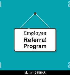 Employee referral program hanging sign vector human resource management concept for flyers, banners, presentations and posters. Stock Vector