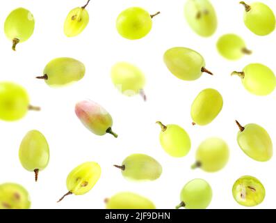 Many ripe grapes on white background Stock Photo