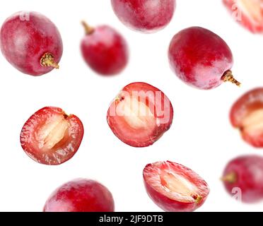 Many ripe grapes on white background Stock Photo