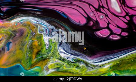 Marbled texture created with acrylic paint and watercolors mixed with water forming organic, rounded and sinuous structures perfect for backgrounds an Stock Photo
