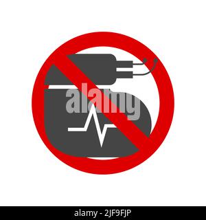 No artificial cardiac pacemaker icon. Flat vector illustration isolated on white background. Stock Vector
