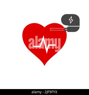 Artificial cardiac pacemaker icon. Flat vector illustration isolated on white background. Stock Vector