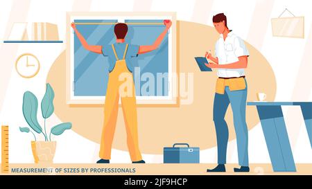 Plastic windows measurements flat colored composition with measurement ...